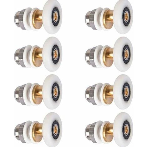 Lntyq Roulette Porte Douche, Roulettes De Porte Coulissante Cabine De Douche Porte Poulies Roue De Rechange Pour Rouleau Avec Diamètre De Roues 27mm, 8 Pièces (1/4)