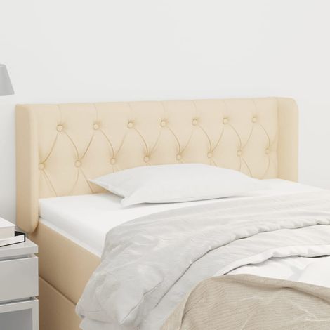 Armoire de tête de lit classique Tête de lit avec oreilles solide pour Chambre -  Crème 103x16x78/88 cm Tissu -71030 (1/5)