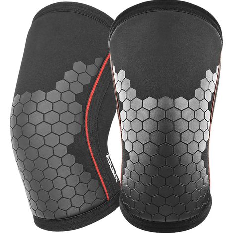 (Gris, Taille S) Coudières d'haltérophilie 7 mm, néoprène, adaptées à l'haltérophilie et aux entraînements en salle de sport. (1/4)