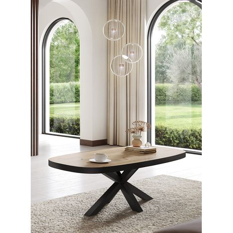 Table basse ovale contemporaine chêne copper Curby (1/4)