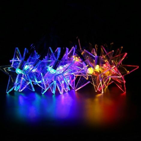 Blue star garlands for Christmas, ParaCity, 4.8m waterproof outdoor product, with 20 solar-powered LEDs (1/5)