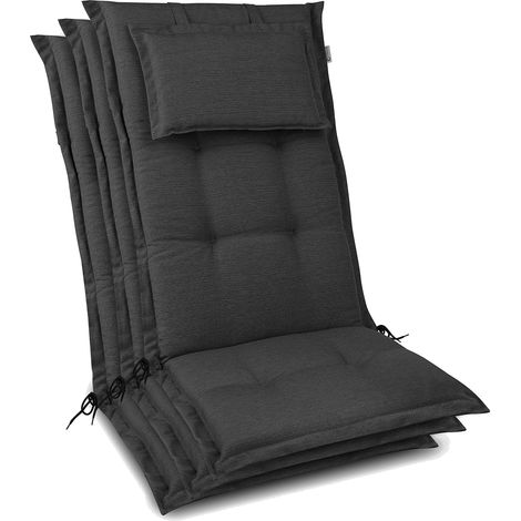 3x Premium Hochlehnerauflage 120x50x7cm, Anthrazit (1/4)