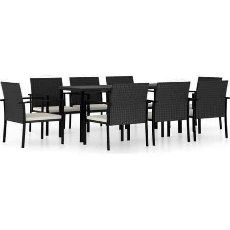 Ensemble de salle à manger de jardin 9 pcs Résine tressée Noir 3 (1/5)