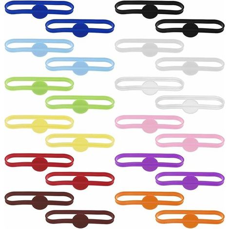 24pcs Marque-Verres Réutilisable Bande de Boissons Partie de Marqueur Verre à Vin en Silicone Multicolore, (1/5)