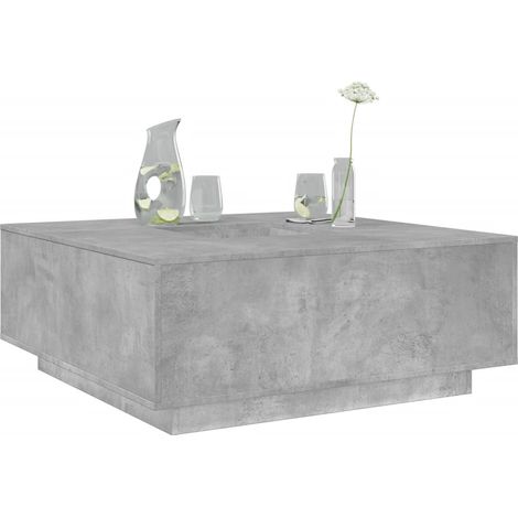 Mesa de centro madera ingeniería gris hormigón 100x100x40 cm