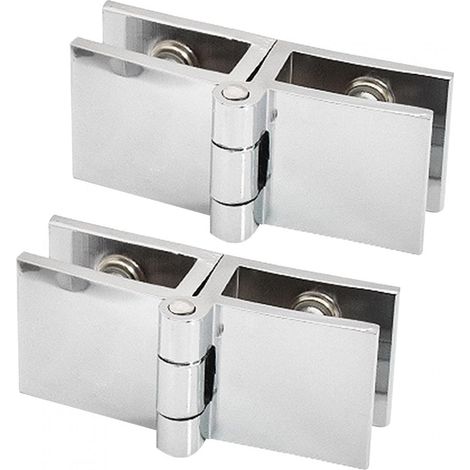 Bisagra para puerta de ducha de 180 grados, abrazaderas de pared a vidrio, para mueble de baño, clip bilateral, no requiere perforación (Tamaño: 2 piezas, 180 grados) (1/3)