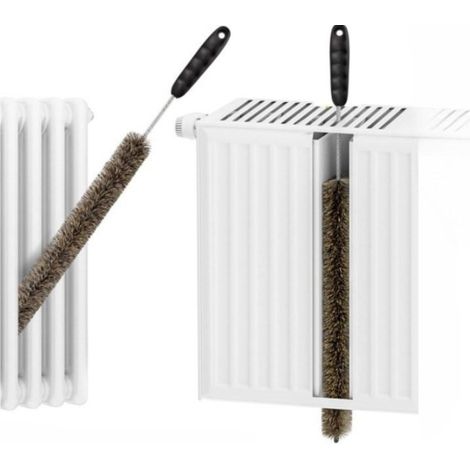 Brosse de nettoyage flexible pour radiateur 81 cm en poils de sanglier avec tête en silicone et tube de protection pour éviter les rayures et nettoyer