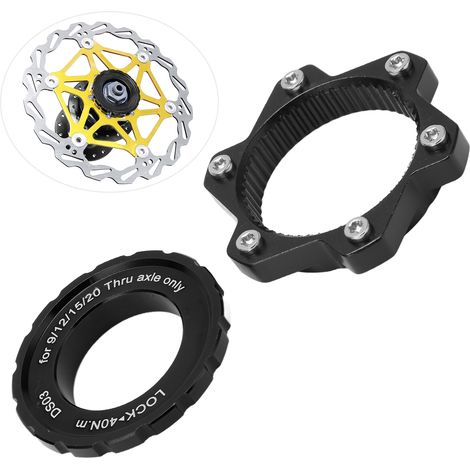 Adaptateur Centerlock vers 6 Vis en Alliage d'Aluminium pour Moyeu à Axe Passant Noir - Compatible Moyeu Thru Axle (1/5)