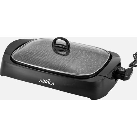 Plancha De Asar Y Gril C/tapa Sendai 2000w Negro Ceramica.Antiadherente Termost.reg.calentamiento Rapido 15,5x56x35cm