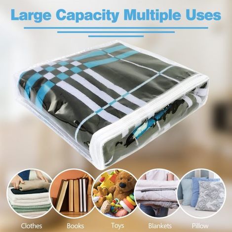 Sac de rangement transparent en PVC avec fermeture éclair (20 pièces) (idéal pour ranger couvertures, pulls, vêtements, draps, parfait pour optimiser le rangement de votre dressing) 26 x 26 x 7 cm (1/3)