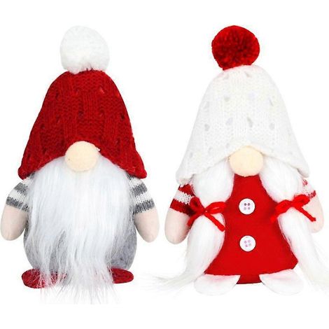Lot de 2 figurines de gnomes suédois en forme de chapeau boule, décoratives pour la maison ou l'intérieur. (1/4)