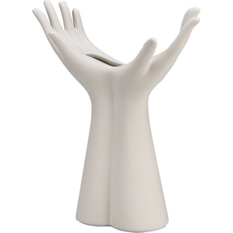 Vase céramique blanc 23.5 x 20 10.5 cm - élément phare pour salon - rend vos tâches plus faciles (1/5)