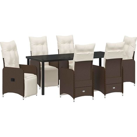 Maison Exclusive - Set da Pranzo per Giardino 7 pcs Marrone polyrattan