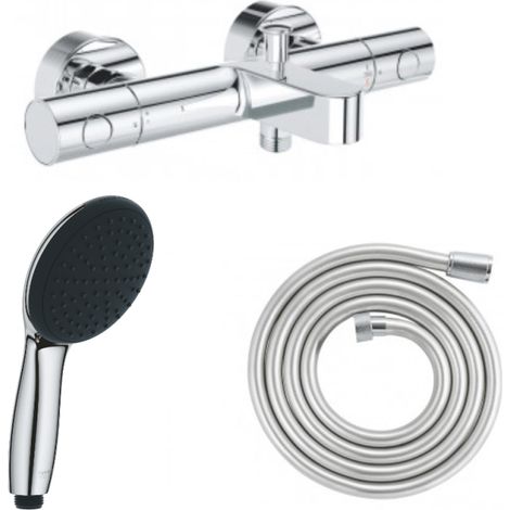 Pack mitigeur bain douche thermostatique GROHE Precision Get +  Douchette GROHE Vitalio Start 100 + Flexible 2000