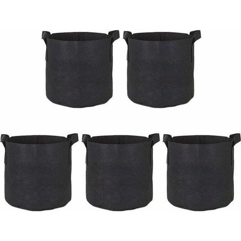 Lot de 5 Sac de Plantation Noir en Tissu Non Tissé - Sac Jardin Résistants, Réutilisables et Respirants avec Poignées,4035cm (1/4)
