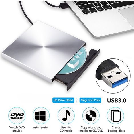 Lecteur CD/DVD externe USB 3.0 en alliage d'aluminium (1/5)