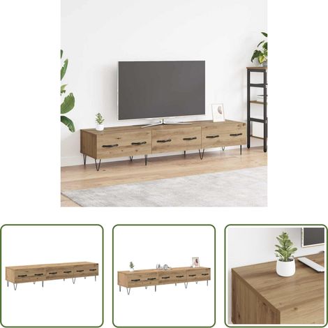 Meuble tv bois d'ingénierie - Meuble TV chêne artisanal 150 x 36 x 30 cm Bois d'ingénierie (1/5)