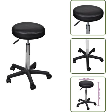 Bürohocker Schwarz - Bürohocker - Rollhocker - Höhenverstellbar - Bürostuhl - Schwarzes Büro (1/5)
