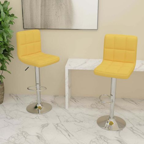 vidaXL Tabourets de bar lot de 2 jaune moutarde tissu (1/5)
