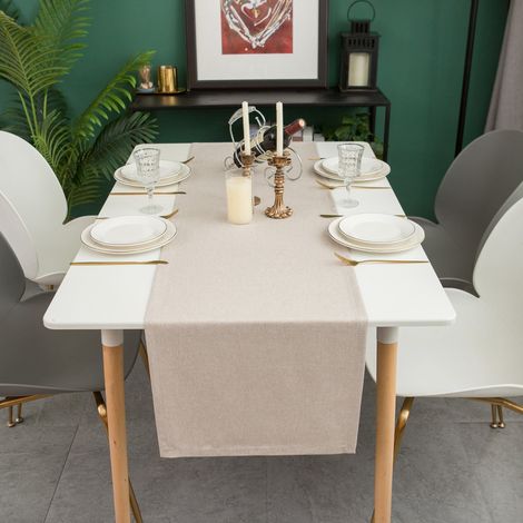 Runner da tavola 30x140 cm Beige – Lino – Lavabile e stirabile a bassa temperatura – Stile moderno – ideale per feste e sala da pranzo (1/5)