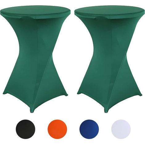 Lot de 2 Housse Mange Debout, 80x110cm Nappe en Spandex Extensible, Nappe Ronde élégante pour Table de Bistro/Cocktail/Mariages/Banquet, Vert (1/5)