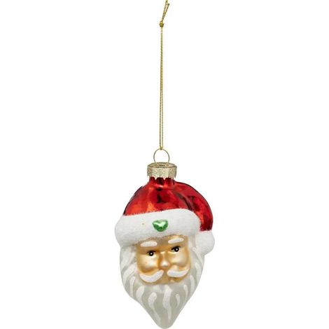 Paris Prix - Sujet De Noël En Verre tête De Père Noël 10cm Rouge