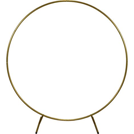 Arco de Boda Globo Estructura Cenador Redondo Exterior Fondo Flor Círculo Trasfondo Fiesta Decoración Floral Soporte De Suelo Fiesta de Bebé Cumpleaños Bautismo Dorado 2m/200cm