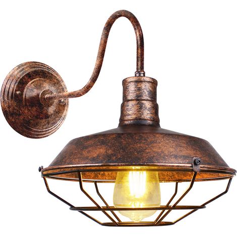 Applique Vintage, Lampada da Parete in Ferro Industriale Stile, Illuminazione con Gabbia Edison per Camera da Letto Cucina Corridoio Caffè Bar (Ruggine)
