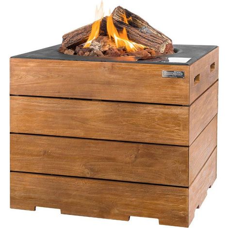 Happy Cocooning Mania Lounge und Dining Feuertisch quadratisch Teakholz/schwarz (1/3)