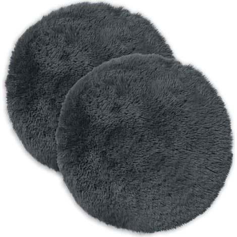 Housse de coussin 2 pcs HEERLEN Anthracite Ø 60 cm Fleece PV vidaXL
