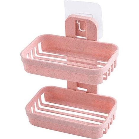 Portasapone, porta sapone, piccolo portasapone, scatola per sapone, accessori per il bagno, doppio portasapone, non richiede foratura, portatile, a parete (1/5)