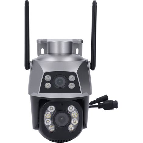 Caméra de sécurité extérieure à double objectif 2MP IP66, résistante à l'eau, avec alarme automatique et détection de mouvement, compatible Wi-Fi et prise UE. (1/5)