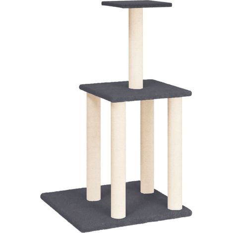 Tiragraffi per gatti Mobili per arrampicata su torre Tiragraffi piattaforma da arrampicata con tiragraffi in sisal scuro 85,5 cm grigio 020022713
