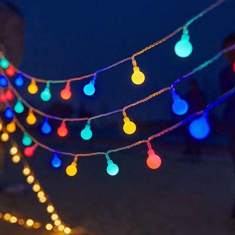 Guirlande lumineuse LED boules blanches solaire, lampe d'ambiance extérieure camping décoration fête IP44 A19 (1/5)