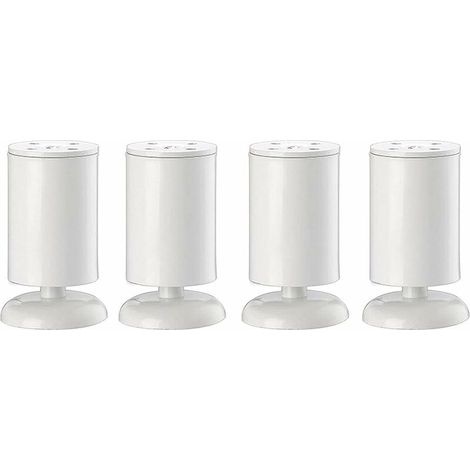 4 pièces Jambes de Meubles épaissi réglable en Acier Inoxydable cylindrique métal Table Jambes canapé Jambe Armoire Jambe Protecteur Pieds,Blanc,6cm (1/5)