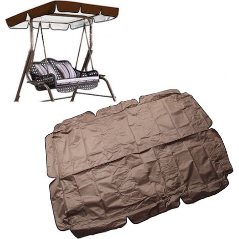 Housse de siège/coussin de balancelle/hamac 3 places en tissu Oxford 420D argenté, imperméable, couleur café, pour jardin, terrasse ou extérieur. Dimensions : 164 x 114 x 15 cm. (1/5)