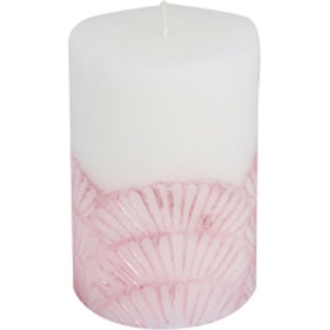 Bougie Pilier Déco "Mermaid" 10cm Rose & Blanc