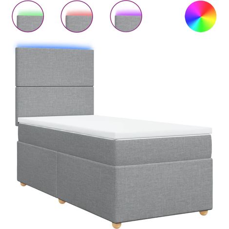 Maison Exclusive - Sommier à lattes de lit avec matelas Gris clair 100x200cm Tissu (1/5)