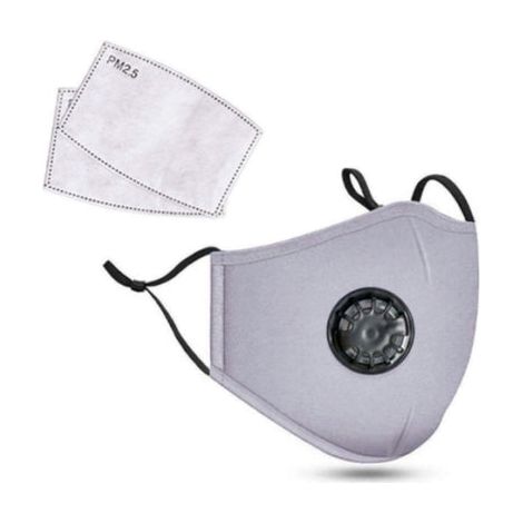PM2.5M: Washable Cotton Mask w/ 2 Activated Carbon Filters Gray (1/5)