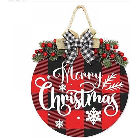 Panneau De Bienvenue En Bois - Panneau De Porte De Noël - Diamètre 30 Cm - Décor Extérieur Rustique Pour Porche Porte Fenêtre - 1 Pièce (1/5)