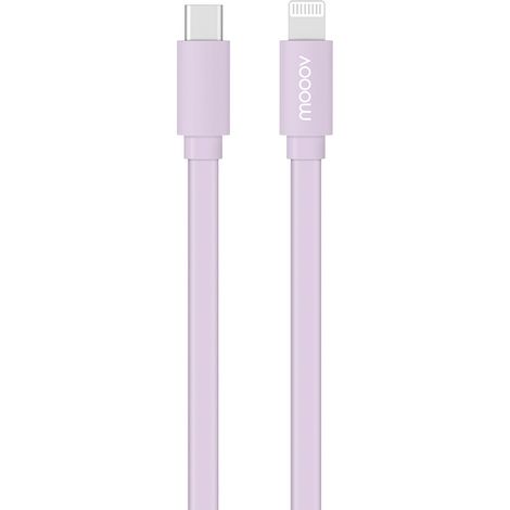 Câble MFI / USB-C plat pour iPhone iPad 1 m - lavande pastel (1/3)