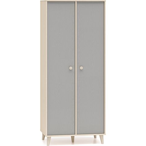 Armadio 2 ante Alycia beige - grigio - effetto marrone 190cm (1/5)