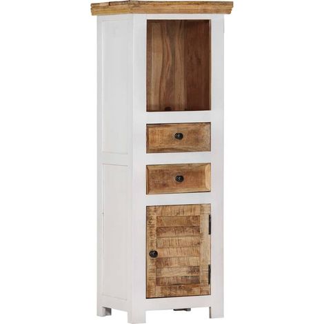 vidaXL Buffet haut Marron/blanc 40x30x110cm Bois de manguier/ d'acacia (1/5)