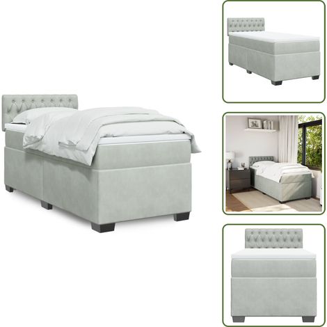 Boxspringbett mit Matratze Hellgrau 90x200 cm Samt - Boxspringbett - Boxspringbetten - Bett - Bett Mit Stauraum (1/5)