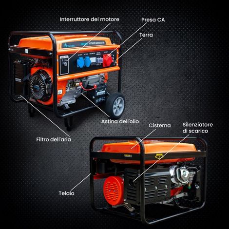 Extralink EX.30714 Motor-Generator 7000 W 25 L Benzin Schwarz, Orange (1/3)