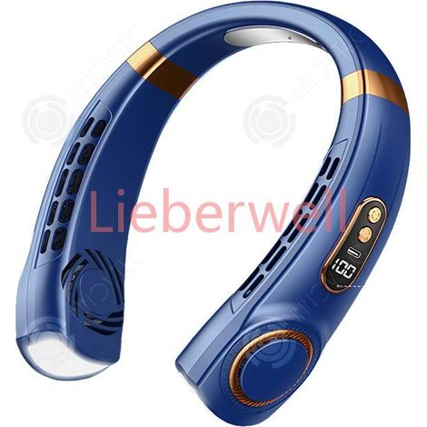 INN Ventilateur de cou portable multifonctionnel silencieux portatif USB mini ventilateur électrique sans pales longue durée bleu (1/4)