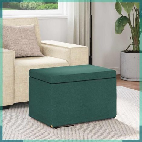 876761 Tabouret Vert foncé 61 x 41 x 40 cm Tissu et bois stratifié (1/5)