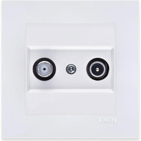 Prise terminale TV-SAT blanc – ensemble complet avec plaque – 264/01E EXEN (1/3)