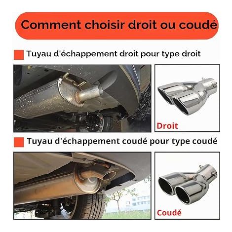 Stainless Steel Exhaust Pipe Exhaust Pipe Tail Pipe Double Outlet Straight Silver 63mm (1/4)