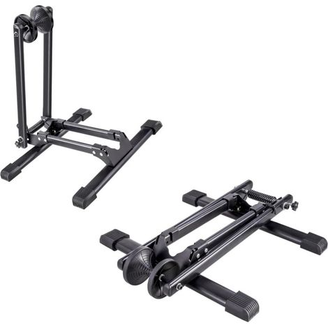 Support à vélo pliable en acier, support de vélo, présentoir à vélo, largeur de pneu jusqu'à 5 cm, support à vélo peu encombrant pour roue avant et arrière (36,5 L x 40 l x 45 H cm Finn Black)